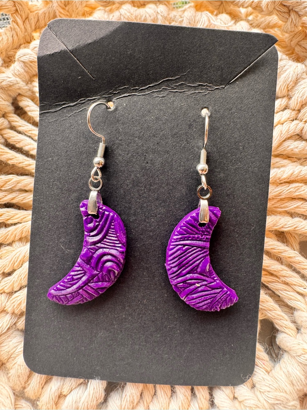 Purple Crescent Moon Dangle Earrings - Women Jewelry